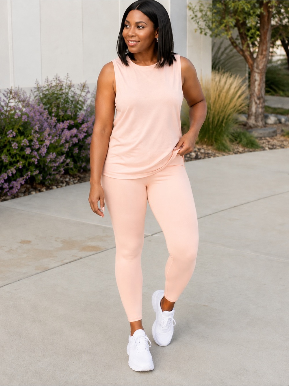 Fabletics Oasis High-Waisted Pocket 7/8 Leggings 4X Peach PureLuxe NWT